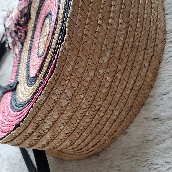 Rebecca Minkoff Pink and Beige Wicker Concentric Circle Tote Hand Bag - Picture 6 of 10